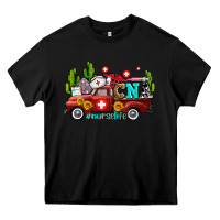 Black cna nurse truck with cactus and sunflowers Heavy Core Tee - AdoDesignShop