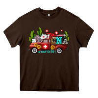 Chocolate Brown cna nurse truck with cactus and sunflowers Heavy Core Tee - AdoDesignShop