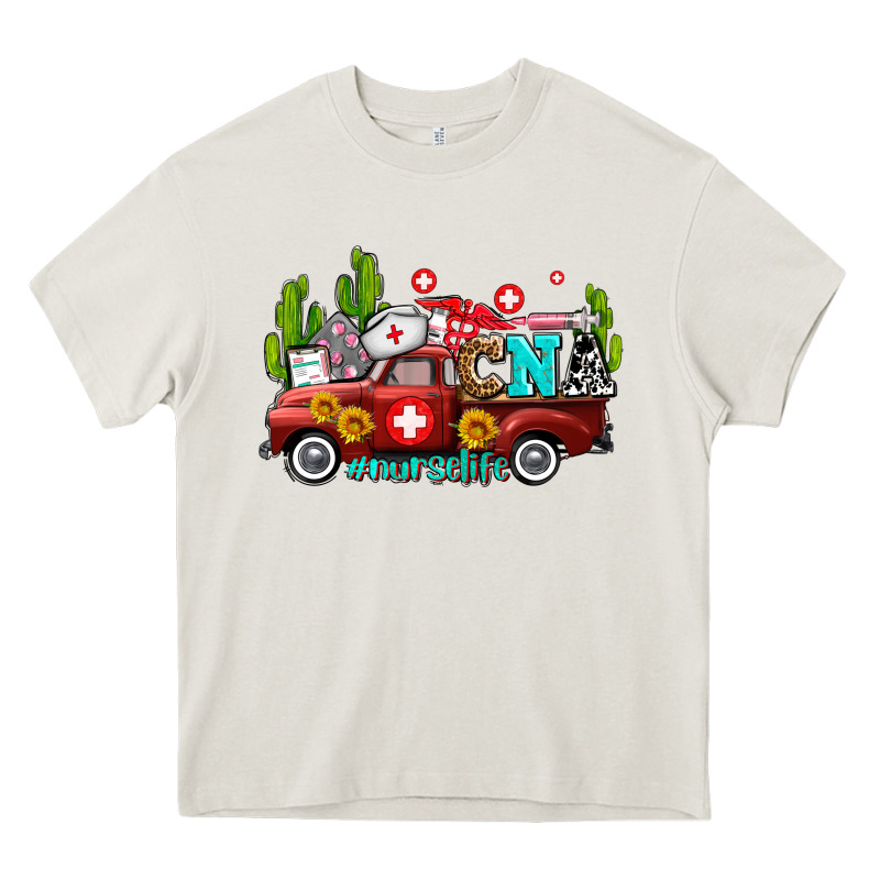 Cna Nurse Truck With Cactus And Sunflowers Heavy Core Tee by AdoDesignShop | Teevron