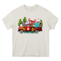Cream cna nurse truck with cactus and sunflowers Heavy Core Tee - AdoDesignShop