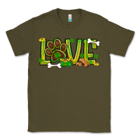 Army Green St. Patrick's Day love dog paw Classic Tee - BundleAndBundleShop