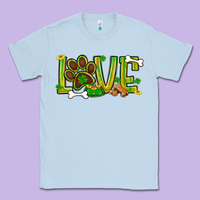 St. Patrick's Day Love Dog Paw Classic Tee Designed By Bundleandbundleshop