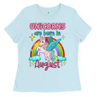 Baby Blue unicorns are born in august Ladies Tee - Jasminsmagicworld