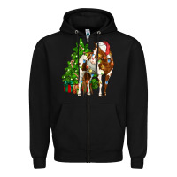 Black american paint horse christmas tree Zipper Hoodie - CowGirlArtShop