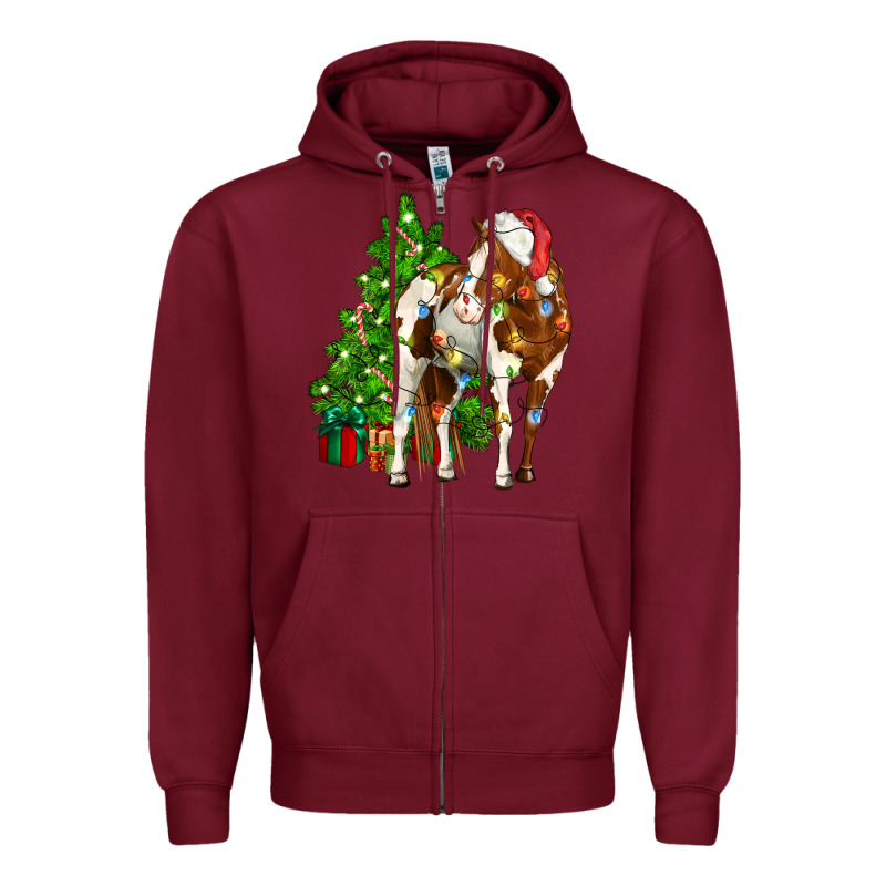 American Paint Horse Christmas Tree Zipper Hoodie by CowGirlArtShop | Teevron