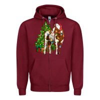 Burgundy american paint horse christmas tree Zipper Hoodie - CowGirlArtShop