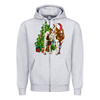 Heather Grey american paint horse christmas tree Zipper Hoodie - CowGirlArtShop