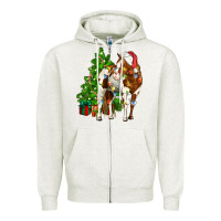 Oatmeal Heather american paint horse christmas tree Zipper Hoodie - CowGirlArtShop