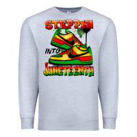 Heather Grey Steppin' into Juneteenth Premium Sweatshirt - FaDigitalArtStudio