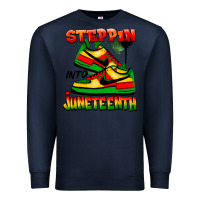 Navy Steppin' into Juneteenth Premium Sweatshirt - FaDigitalArtStudio