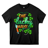 Black st.patricks one lucky nurse Heavy Core Tee - BarkalooDesign