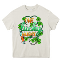Cream st.patricks one lucky nurse Heavy Core Tee - BarkalooDesign