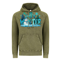 Vintage Olive hello winter snowman Vintage Hoodie - MaliasSmallBusiness