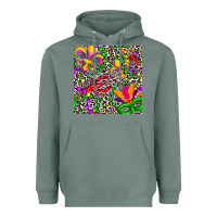 Sage mardi gras crawfish leopard  seamless pattern Heavyweight Hoodie - FaDigitalArtStudio