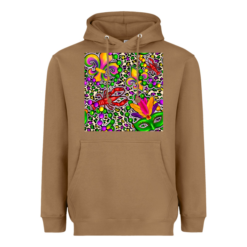 Mardi Gras Crawfish Leopard  Seamless Pattern Heavyweight Hoodie by FaDigitalArtStudio | Teevron