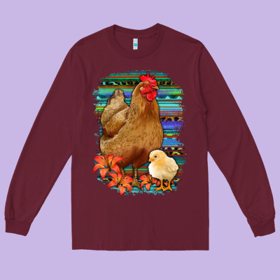 Chicken With Chick Long Sleeve Tee Designed By Bettercallsaul