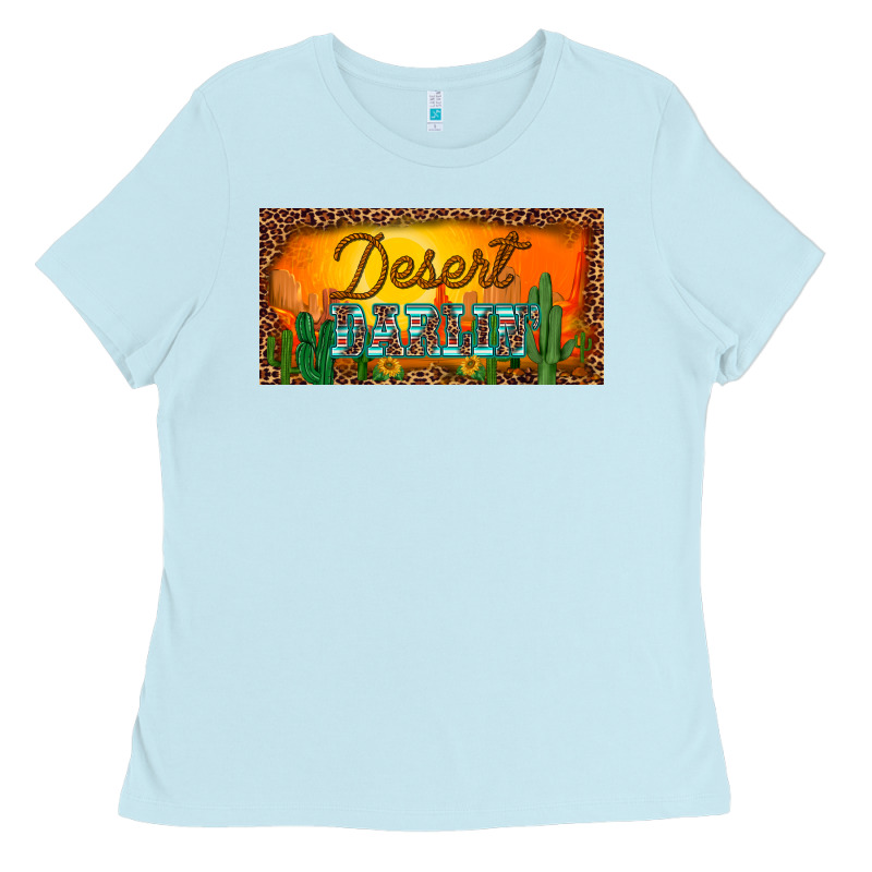 Western Desert Darlin Sunset Cactus Leopard Serape   License Plate Tem Ladies Tee by BarkalooDesign | Teevron