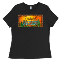 Black western desert darlin sunset cactus leopard serape   license plate tem Ladies Tee - BarkalooDesign