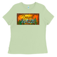 Matcha western desert darlin sunset cactus leopard serape   license plate tem Ladies Tee - BarkalooDesign