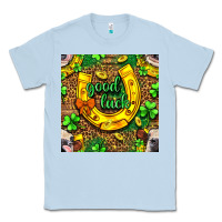 Dusty Blue St. Patricks good luck with cow digital paper Classic Tee - BundleAndBundleShop