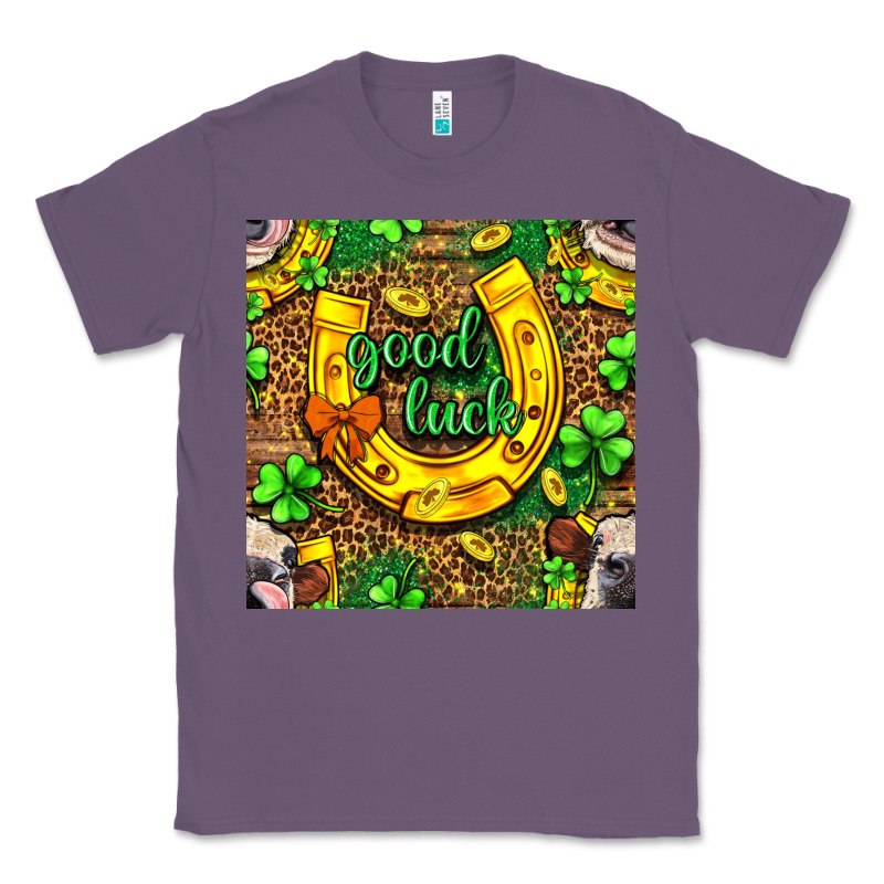 St. Patricks Good Luck With Cow Digital Paper Classic Tee by BundleAndBundleShop | Teevron