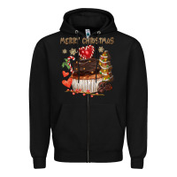 Black merry christmas cupcake chocolate Zipper Hoodie - CowGirlArtShop