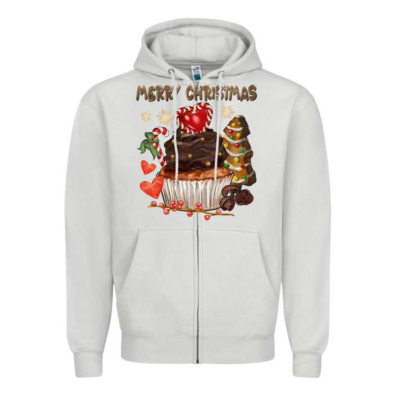 Merry Christmas Cupcake Chocolate Zipper Hoodie by CowGirlArtShop | Teevron