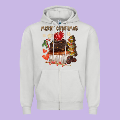 Merry Christmas Cupcake Chocolate Zipper Hoodie Designed By Cowgirlartshop