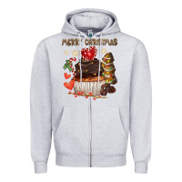 Heather Grey merry christmas cupcake chocolate Zipper Hoodie - CowGirlArtShop
