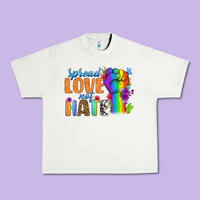 Spread Love Not Hate Urban Heavy Tee Designed By Bundleandbundleshop