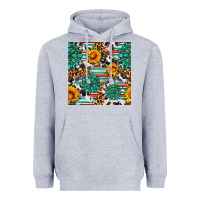 Heather Grey gemstone sunflower cowhide leopard seamles pattern Heavyweight Hoodie - FaDigitalArtStudio