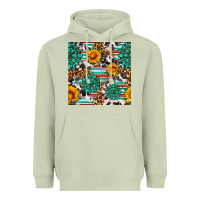 Matcha gemstone sunflower cowhide leopard seamles pattern Heavyweight Hoodie - FaDigitalArtStudio
