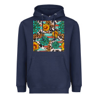 Navy gemstone sunflower cowhide leopard seamles pattern Heavyweight Hoodie - FaDigitalArtStudio