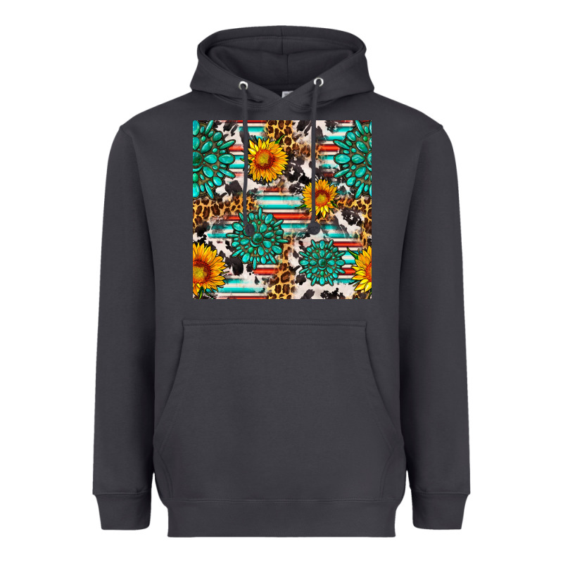 Gemstone Sunflower Cowhide Leopard Seamles Pattern Heavyweight Hoodie by FaDigitalArtStudio | Teevron