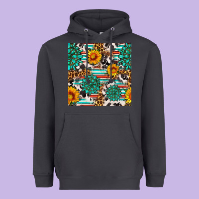 Gemstone Sunflower Cowhide Leopard Seamles Pattern Heavyweight Hoodie Designed By Fadigitalartstudio
