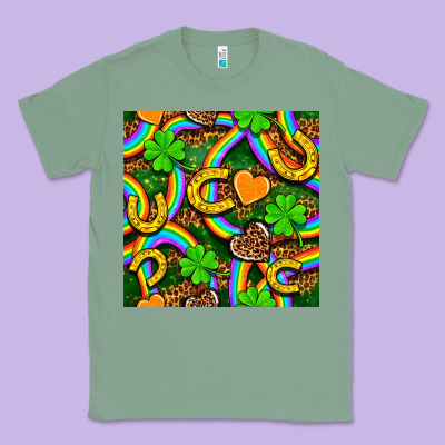 St. Patricks Rainbow Seamless Classic Tee Designed By Bundleandbundleshop