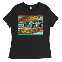 Black western cow serape leopard sunflowers mousepad Ladies Tee - BarkalooDesign