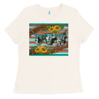 Bone western cow serape leopard sunflowers mousepad Ladies Tee - BarkalooDesign