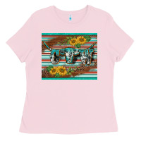 Western Cow Serape Leopard Sunflowers Mousepad Ladies Tee | Teevron