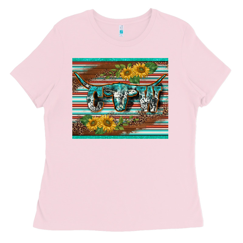 Western Cow Serape Leopard Sunflowers Mousepad Ladies Tee by BarkalooDesign | Teevron