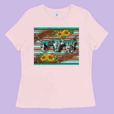 Western Cow Serape Leopard Sunflowers Mousepad Ladies Tee Designed By Barkaloodesign