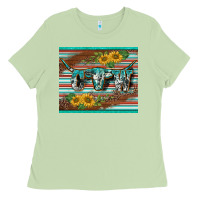 Matcha western cow serape leopard sunflowers mousepad Ladies Tee - BarkalooDesign