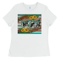White western cow serape leopard sunflowers mousepad Ladies Tee - BarkalooDesign