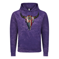 Cloud Purple American Bull Skull Gemstone Vintage Hoodie - Jasminsmagicworld