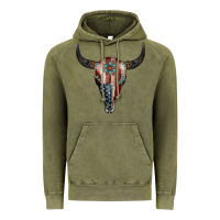 Vintage Olive American Bull Skull Gemstone Vintage Hoodie - Jasminsmagicworld