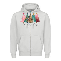 Dove Grey christmas trees Zipper Hoodie - CowGirlArtShop