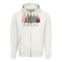 Oatmeal Heather christmas trees Zipper Hoodie - CowGirlArtShop