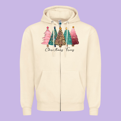 Christmas Trees Zipper Hoodie Designed By Cowgirlartshop