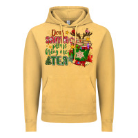 Vintage Mustard deer santa please bring me tea Vintage Hoodie - MaliasSmallBusiness