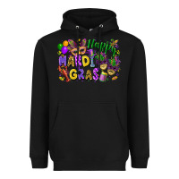 Black Happy Mardi Gras Heavyweight Hoodie - FaDigitalArtStudio